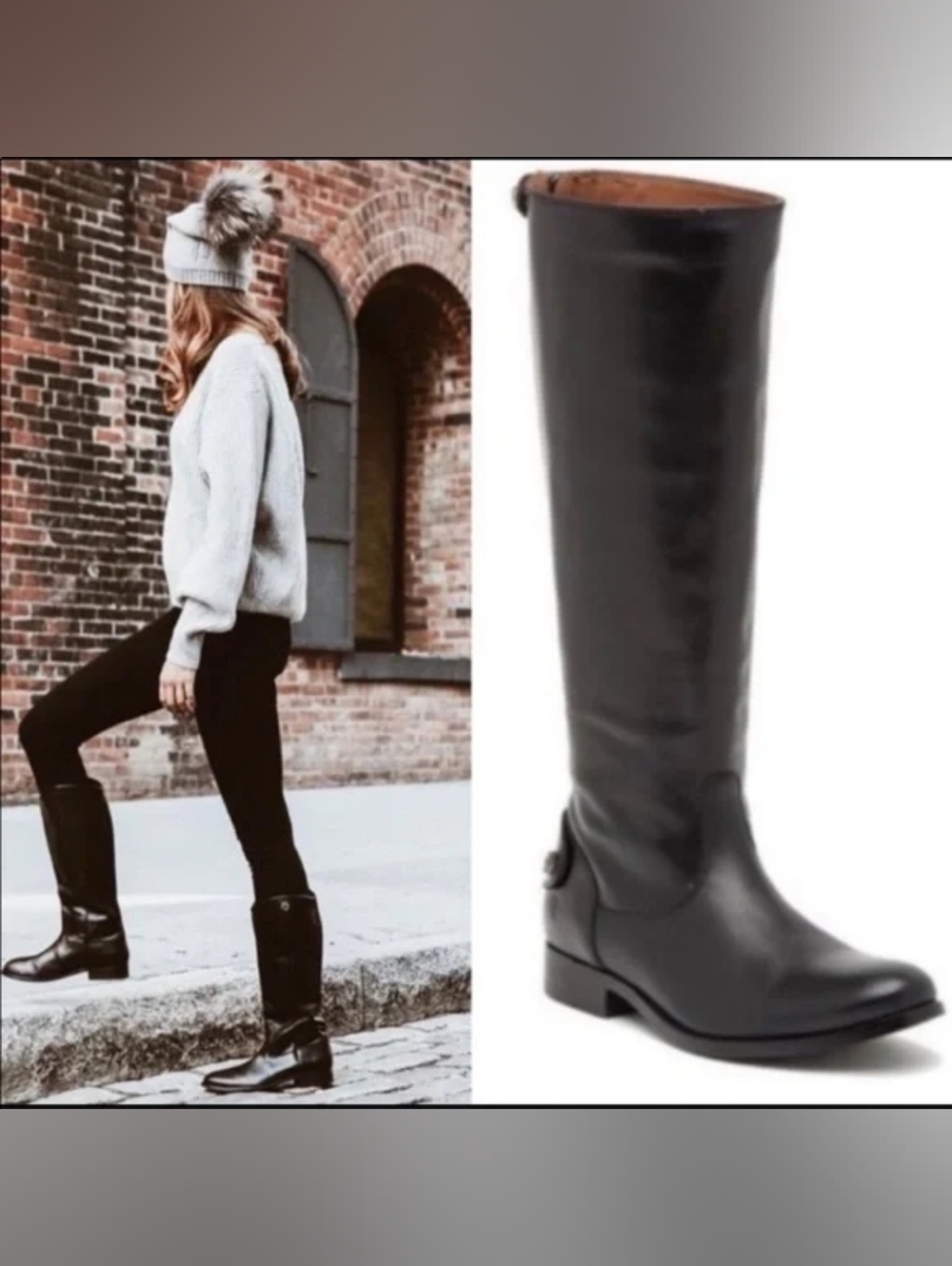 { Frye } Melissa Button-back Riding Boots Black Leather